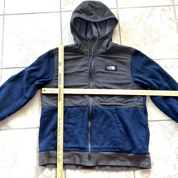 The North Face Men's Tech Sherpa Hoodie Dark Gray and Blue Large Fleece Lined ❄️ - Picture 8 of 12